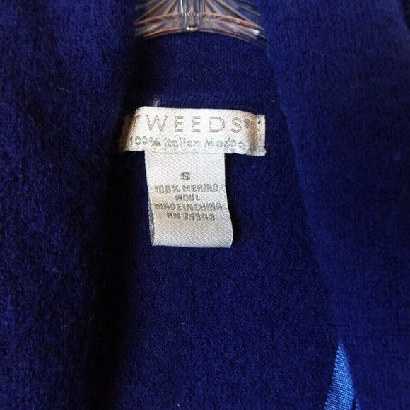 Vintage Tweeds Cardigan Sweater Womens Small Blue Open Front Merino Wool - Picture 2 of 10